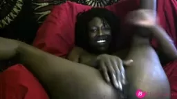 Ebony sexy squirter Dominique Pebble masturbates her wet hot pussy